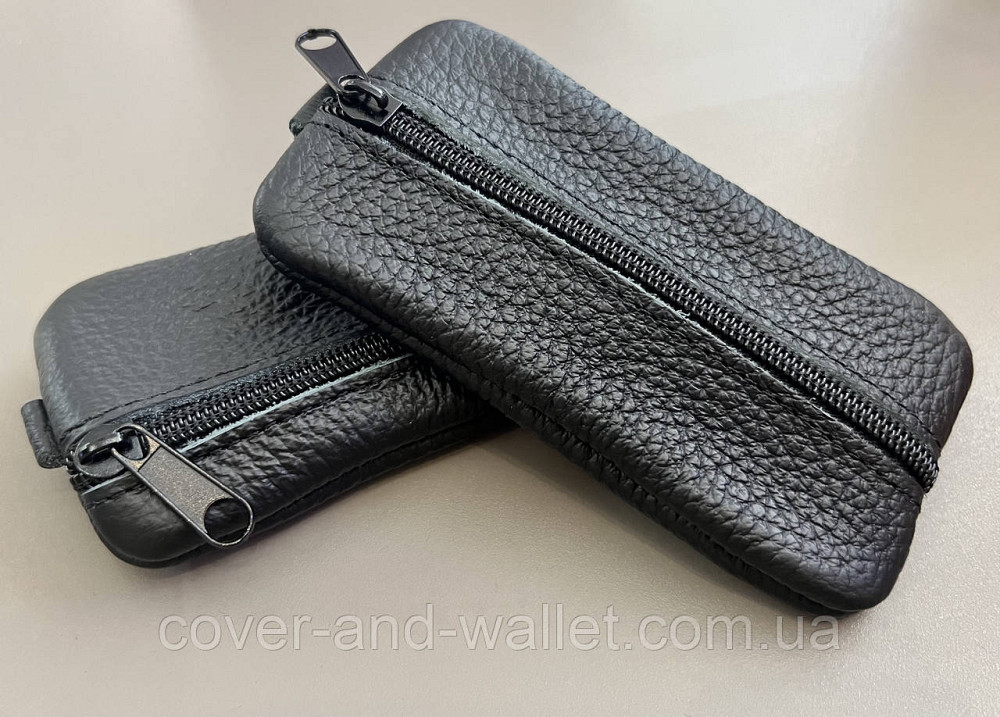 Шкіряна ключниця на дві блискавки чорного кольору MD Leather Київ - фото 6
