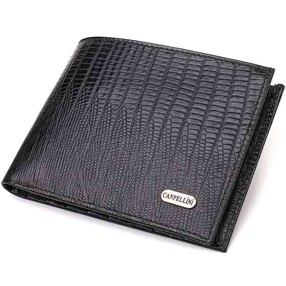 Практичное мужское портмоне из натуральной фактурной кожи CANPELLINI 21868 Черный Киев