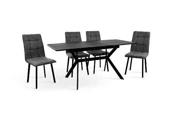 Стіл Хьюстон 130(+40)*77 чорний метал/мрамор чорн Киев