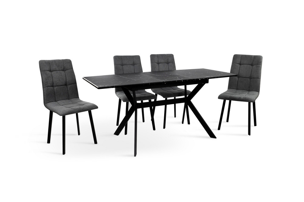 Стіл Хьюстон 130(+40)*77 чорний метал/мрамор чорн Киев - изображение 6