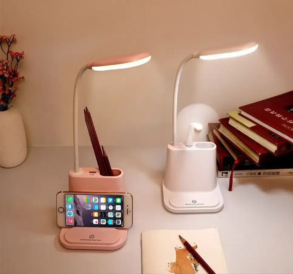Digital Белая Аккумуляторная Настольная LED лампа Bionic Desk Lamp c USB выходом, органайзером Киев - изображение 7