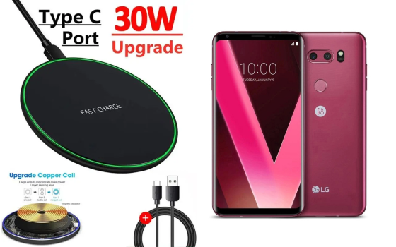 Бездротовий зарядний пристрій Copper до 30W для LG V30 V300L, LG V30+, USB-C, LED Київ