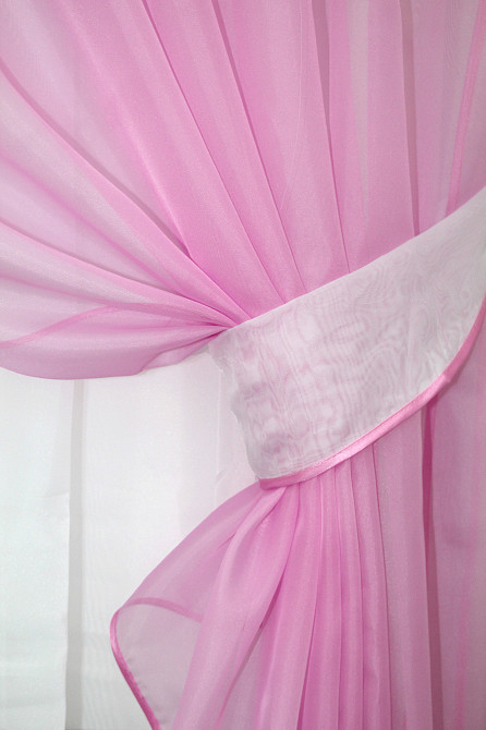 Кухонная занавеска VR-Textil № 018к штора и тюль с ламбрекеном розовый с белым 270х170 см (50-836) Киев - изображение 3