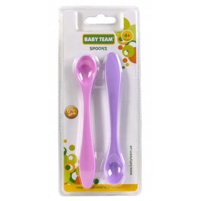 Набор детской посуды Baby Team ложечек 2 шт (6101_розовый_и_фиолетовый) Винница - изображение 3