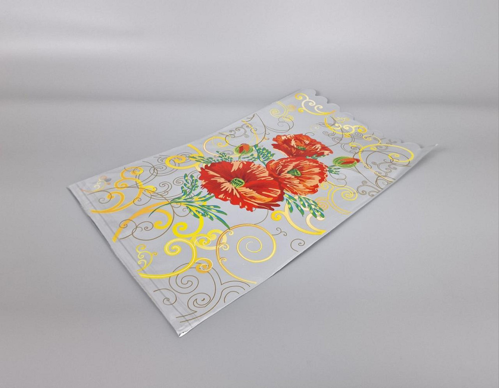 Пакет із малюнком для пакування подарунків (30*50) No435 (1) фольгований (ажурний) "Макі" (100 шт) Харків - фото 2