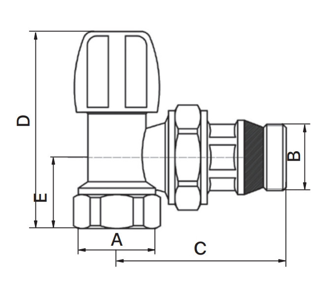 Вентиль балансувальний радіат. "антипротікання" Europroduct EP.0532 - 1/2x1/2" FM кутовий (EP6148) Київ - фото 2