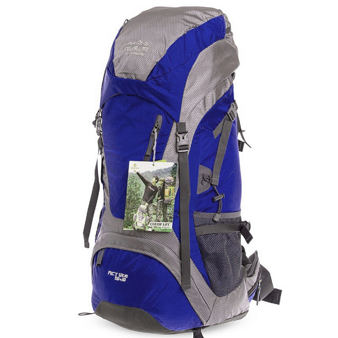 Рюкзак туристичний каркасний COLOR LIFE 172 60л нижній вхід синій Київ - фото 3