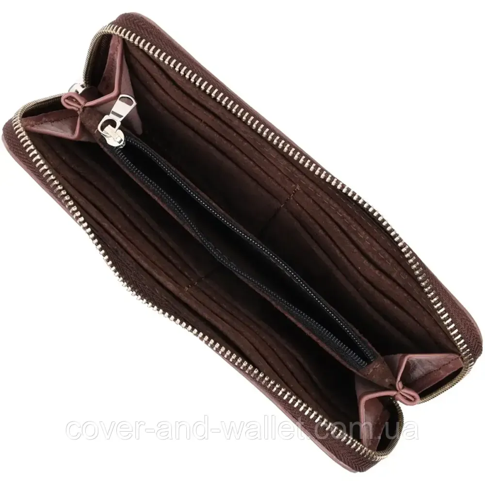 Фирменный кожаный кошелёк на молнии пудрового цвета ручной работы Grande Pelle Serpente Киев - изображение 3