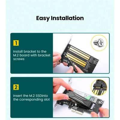 Контролер Ugreen PCI-E 3.0 for SSD M.2 NVMe + M.2 NGFF CM302 (70504) Вінниця - фото 2