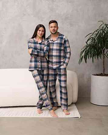 Мужская пижама со штанами - клетка - Family look для пары Tom John 93480 XL Киев