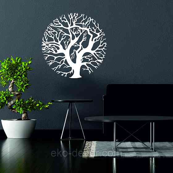 Декоративное настенное 3D Панно «Дерево в кругу» Декор на стену с объемом 50*50 см, Белый Киев