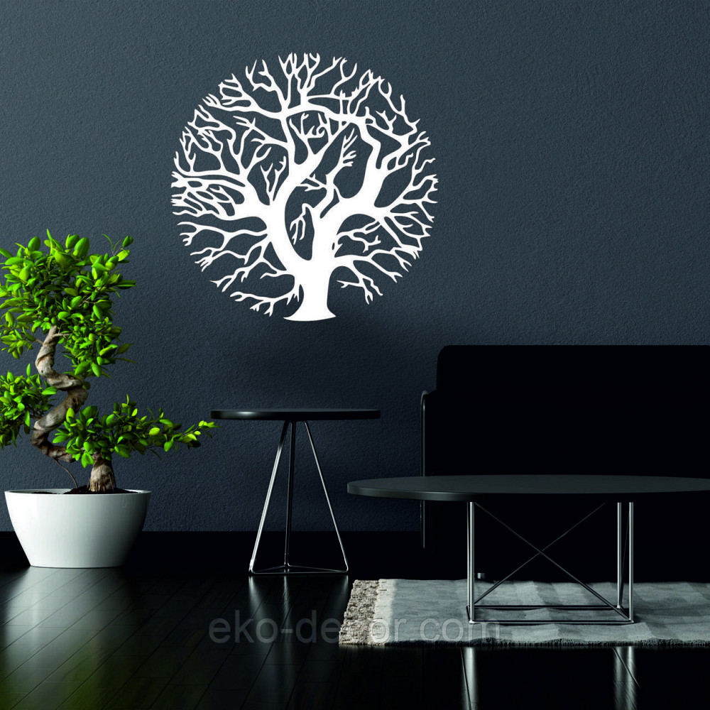 Декоративное настенное 3D Панно «Дерево в кругу» Декор на стену с объемом 50*50 см, Белый Киев - изображение 2