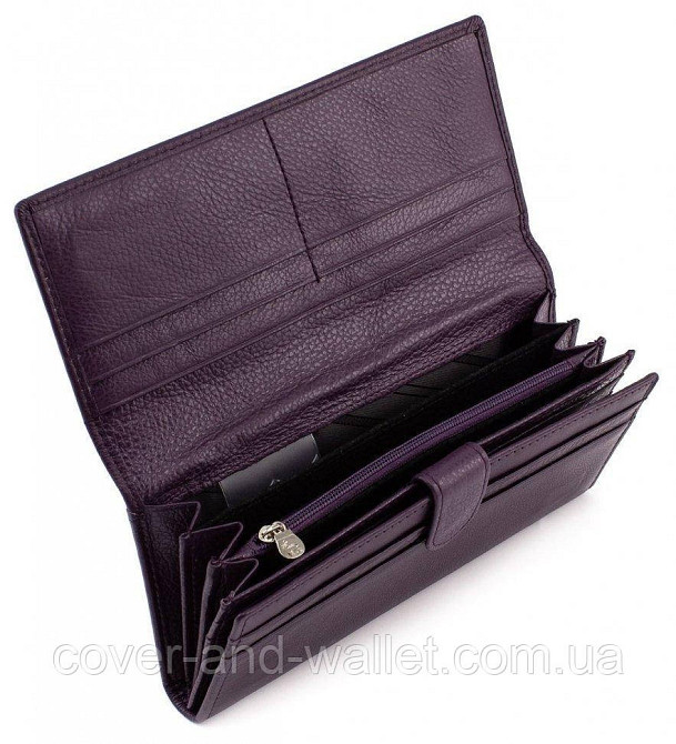 Довгий шкіряний жіночий гаманець фіолетового кольору Marco Coverna 1415 Київ - фото 9