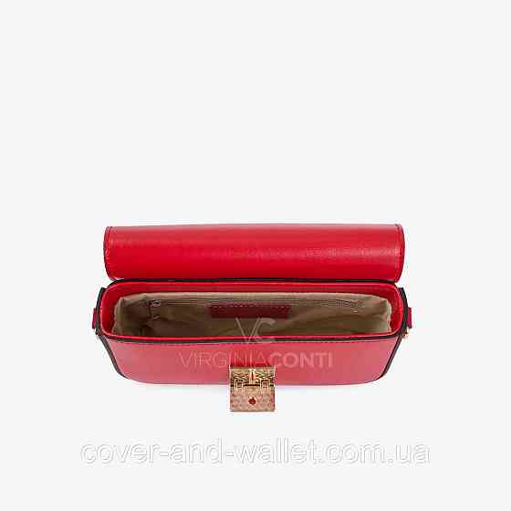 Жіноча міні-сумка червоного кольору з гладкої шкіри з ремінцем Virginia Conti Київ