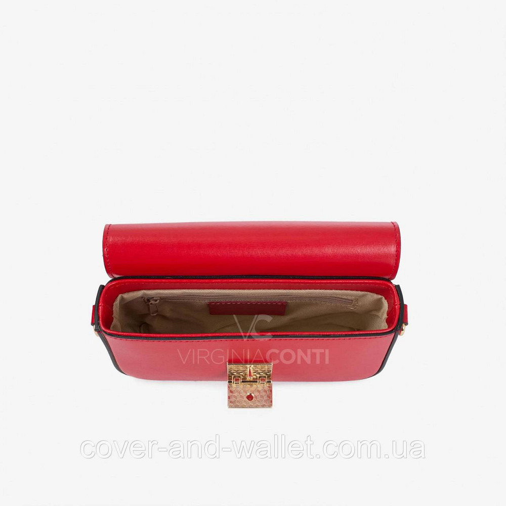 Жіноча міні-сумка червоного кольору з гладкої шкіри з ремінцем Virginia Conti Київ - фото 2