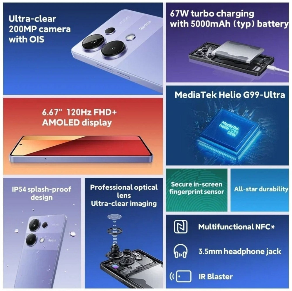 Телефон Redmi Note 13 Pro 8/256Gb Black / Purple G99 200mp 120Hz. Amoled 2K FHD. Київ - фото 6
