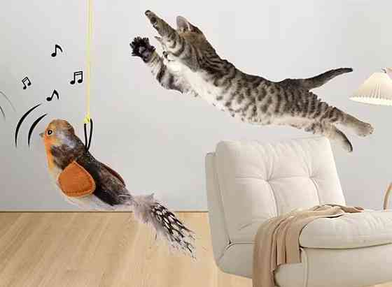 Игрушка дразнилка Птичка пищалка для кота 16 см разноцветный Киев