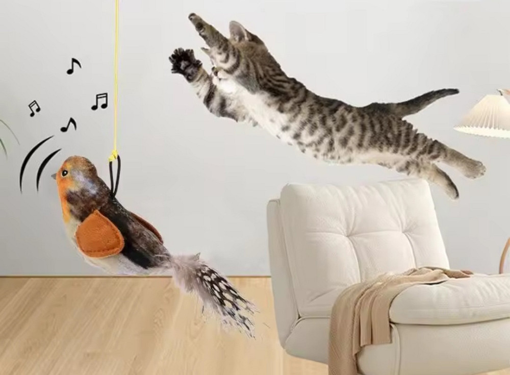 Іграшка дразнилка Пташка пищалка для кота 16 см різнокольоровий Київ - фото 2