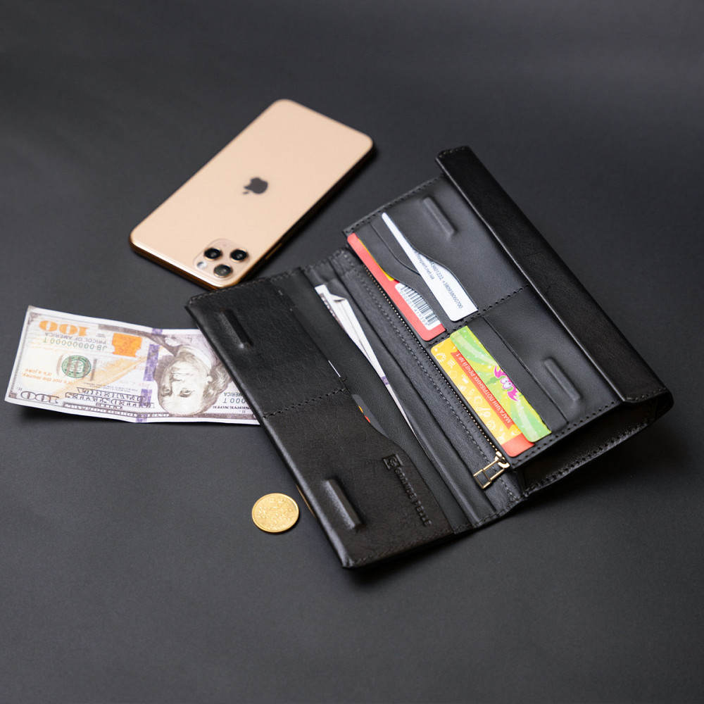 Борсетка элитная кожаная GRANDE PELLE 11277 Черная Киев - изображение 4