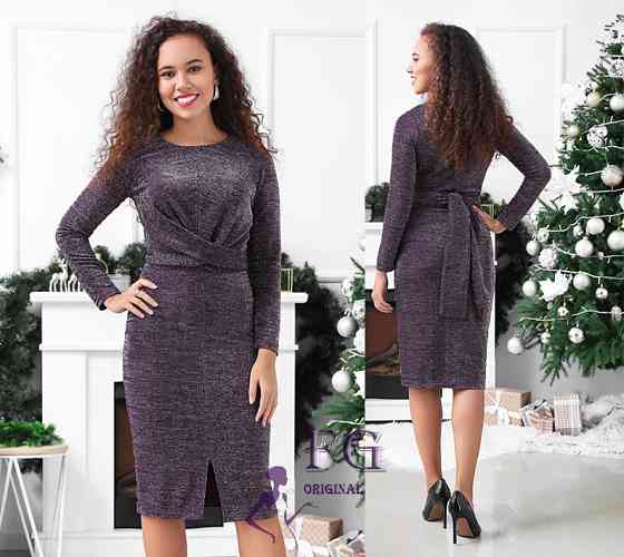 Нарядное платье миди с люрексом 