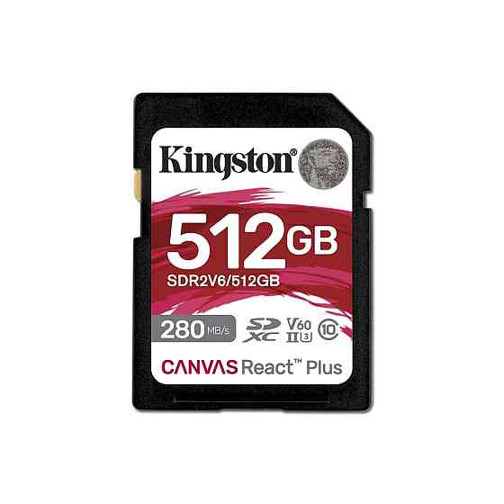 SDXC (UHS-II U3) Kingston Canvas React Plus 512Gb class 10 V60 (R280MB/s, W150MB/s) (SDR2V6/512GB) Київ
