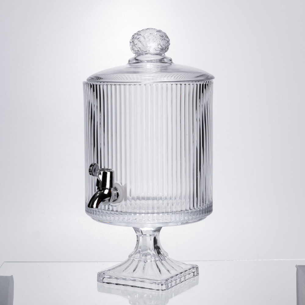 Yiwu Лимонадниця з краном на підставці скляна 4.5 л лимонадник 39 см прозорий HP-19-3045-6 Коломия - фото 1