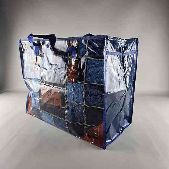 Полипропиленовая сумка на змейке  хозяйственная  с цветным рисунком №4 Латки Джинс (1 шт) Харьков