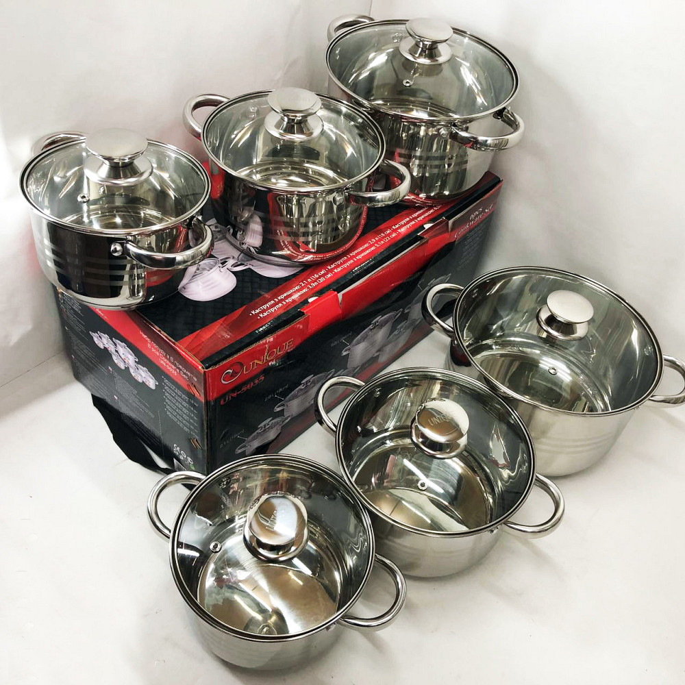 Набор кастрюль с антипригарным дном UNIQUE, Хорошие кастрюли, Набор кастрюль-сотейников AJ-70 Львов - изображение 6