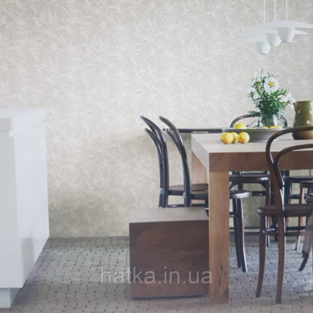 Шпалери вінілові на флізелін Sirpi Alta gamma Sempre 3 абстракція листя бежеві на пісочному з сріблом 3д Київ - фото 2