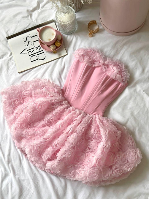 Женское стильное элегантное романтическое корсетное платье костюмное+фатин розы Розовый, 44/46 Одесса - изображение 4