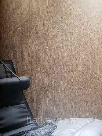 Обои виниловые на флизелине Marburg Art deco 31963 метровые полосы тонкие структурные терракота с золотом Киев