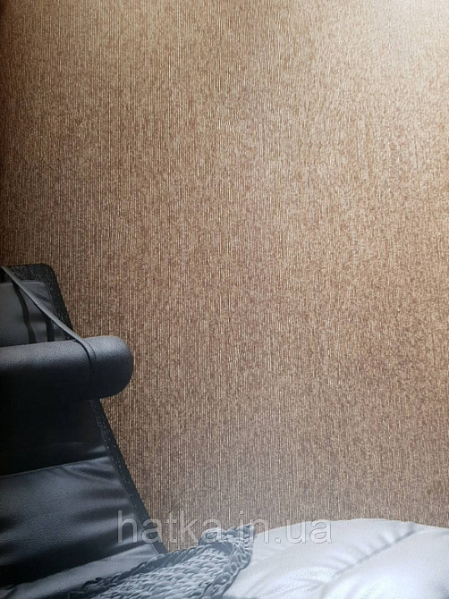 Обои виниловые на флизелине Marburg Art deco 31963 метровые полосы тонкие структурные терракота с золотом Киев - изображение 2