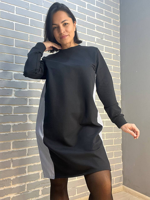 Сукня жіноча KEYYMOD 34091 комбинова сорочка мілка смужка оверсайз середньої довжини темно синя, темно-синій, L Київ - фото 15