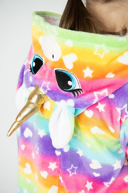 Детская пижама-кигуруми детский и подростковый,Единорог радужный, пижама -  комбинезон домашний на молнии топ Киев - изображение 5