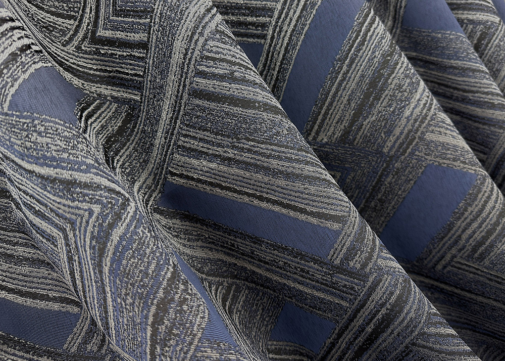 Комплект коротких штор VR-Textil Жакард Mystery № 1627ш Сірий з темно-синім 140х170 см 2 шт (35-0421) Київ - фото 5