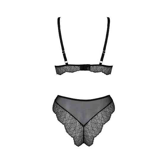 Комплект белья Passion AMBERLY SET 4XL/5XL black, лиф, трусики бразилиана, люрексовая нить Sex Aura Киев