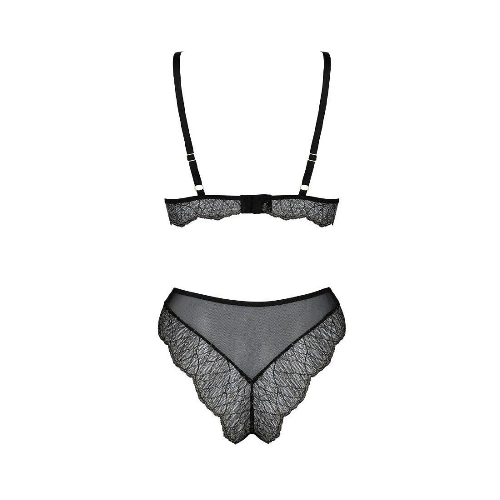 Комплект белья Passion AMBERLY SET 4XL/5XL black, лиф, трусики бразилиана, люрексовая нить Sex Aura Киев - изображение 4