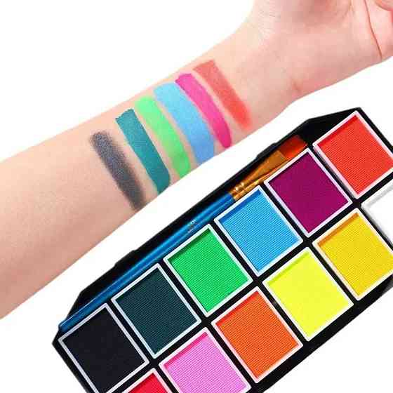 Краски для бодиарта на водной основе 12 цветов, легко очищается, водорастворимый пигмент, краски для кожи Каменец-Подольский