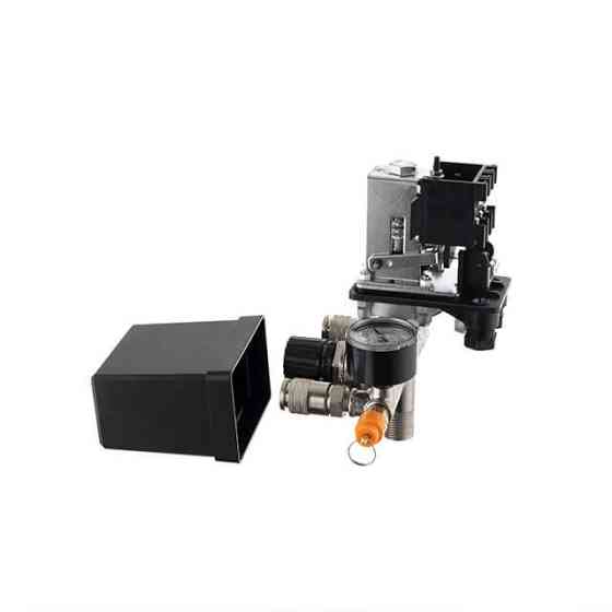 Пресостат 380 В (блок автоматики компрессора) в сборе: прессостат, редуктор, 2 манометра, предохранительный клапан, 2 выхода, 10 бар Киев