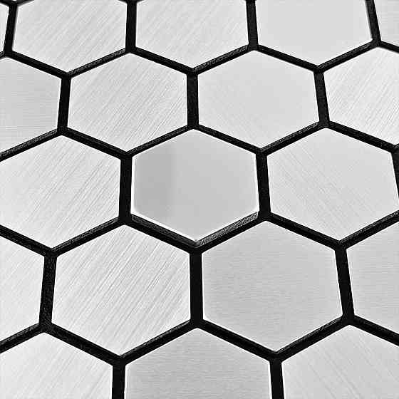 Самоклеющаяся алюминиевая плитка 300х300х3мм Серебряная мозаика з зеркальными вставками SW-00001928 Киев