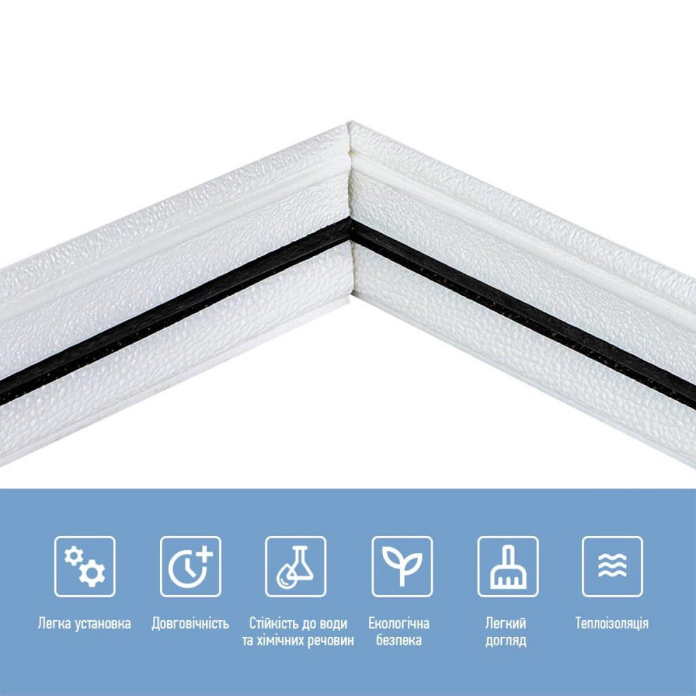 Плінтус РР самоклеючий 2300х70х4мм Білий з чорною смужкою (D) SW-00001830 Дніпро - фото 4