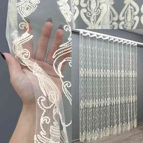 Тюль фатин с вышивкой Корд Цвет молочный 1853т Киев