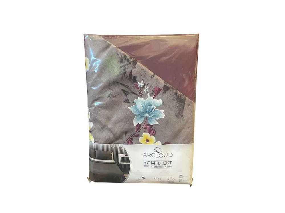 Комплект постельного белья 2-х сп Printed 10055-9 80г/м2 CLOSED 18-1411 Plum Wine (нау. 2шт 50*70) микрофибра ТМ ARCLOUD Киев - изображение 1