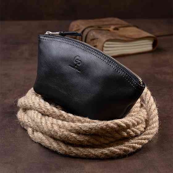 Жіноча косметичка зі шкіри Amelin GRANDE PELLE 11302 Чорна Київ