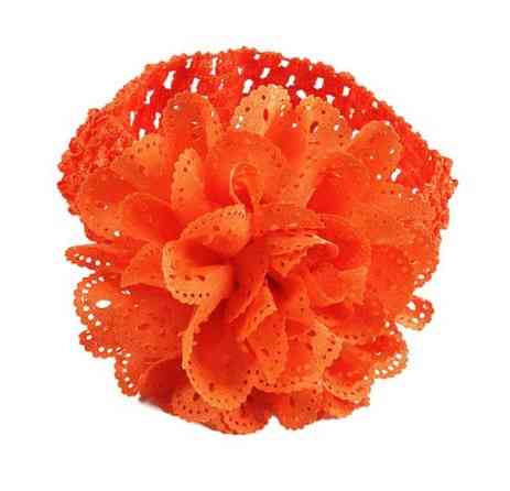 Помаранчева дитяча пов'язка на голову - окружність 30-46см, квітка 9см Київ