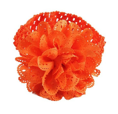 Оранжевая детская повязка на голову - окружность 30-46см, цветок 9см Киев - изображение 1