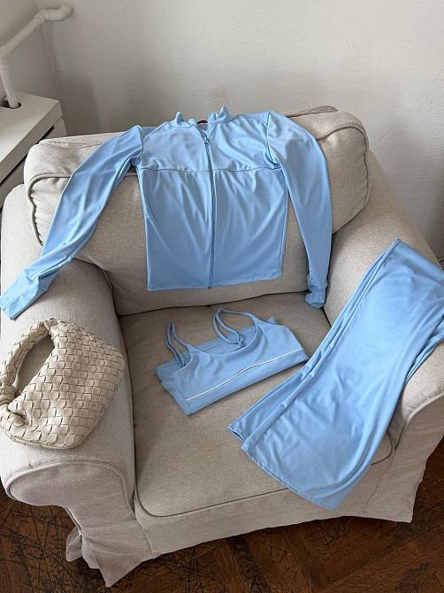 Жіночий повсякденний костюм трійка: кофта топ і штани з мікродайвінгу Одеса - фото 10