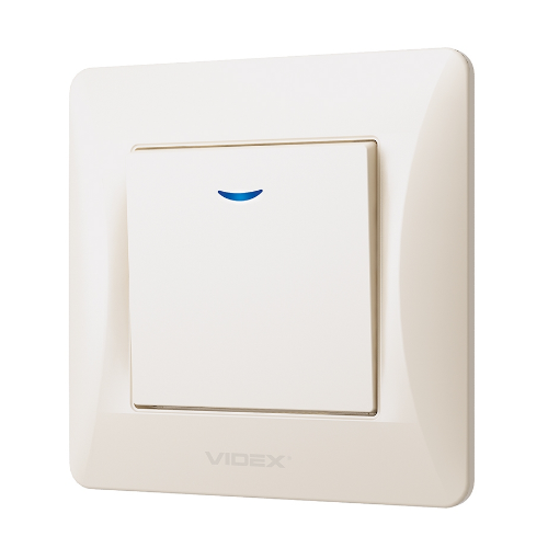 BINERA крем Вимикач внутрішній 1кл з підсвічуванням Videx Житомир