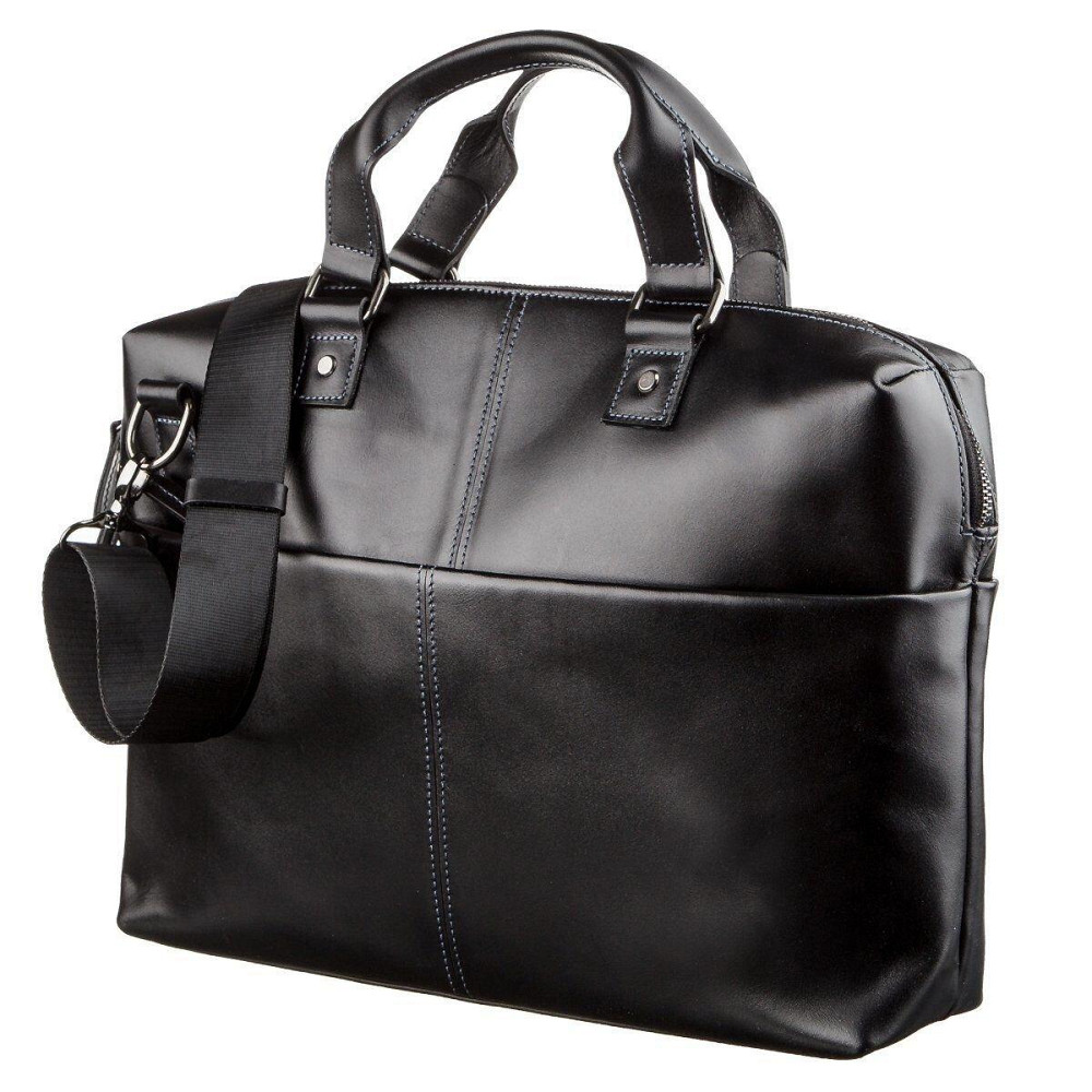 Сумка для ноутбука из гладкой кожи SHVIGEL 11248 Черная Киев - изображение 2