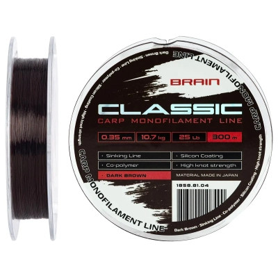 Волосінь Brain Classic Carp Line (dark brown) 300m 0.35mm 25lb 10.7kg (1858.81.04) Вінниця - фото 1